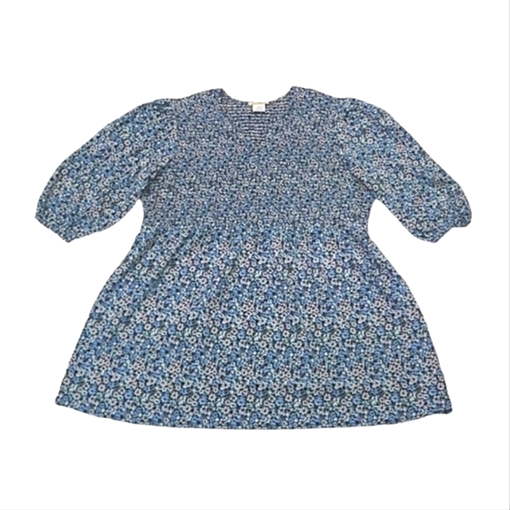 Sweet Magnolia Mini Babydoll Dress Floral Fit & Flare Puffy Sleeve A-Line Flower